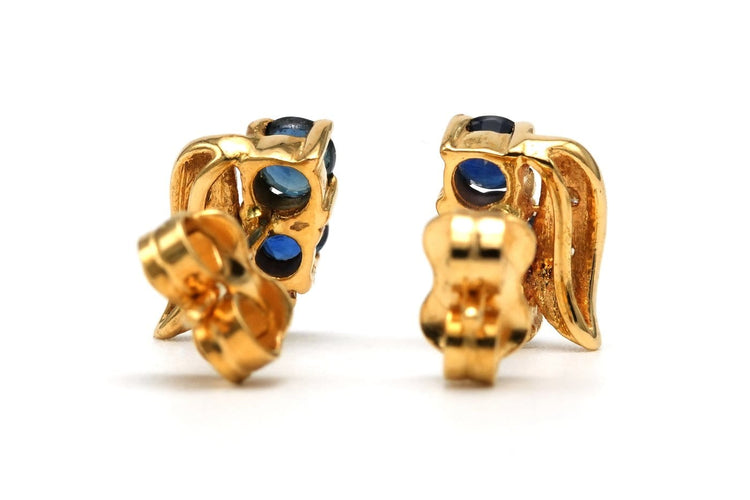 Boucles d'oreilles contemporaines en or jaune, saphirs et diamants 58 Facettes B830
