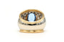56 Bague contemporaine en or jaune et blanc 18 ct, topaze et diamants 58 Facettes 23696