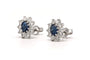 Boucles d'oreilles contemporaines en or blanc 18 carats, saphirs et diamants 58 Facettes 23714