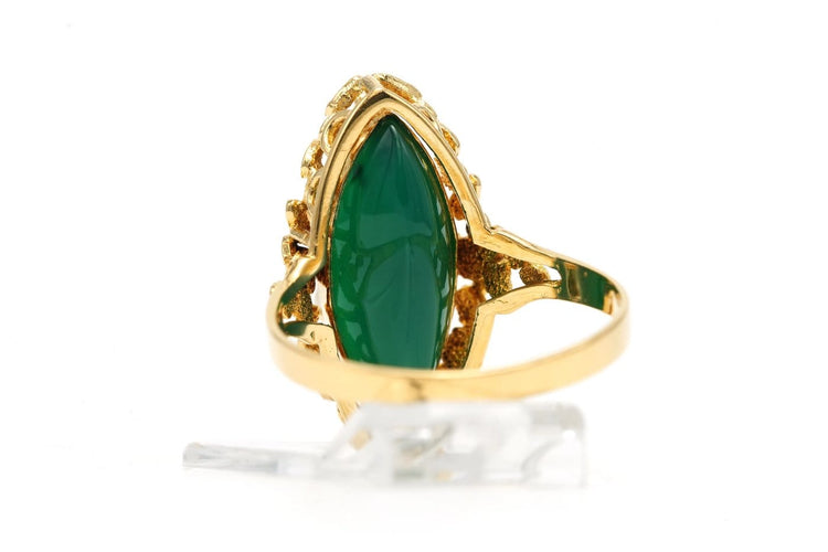 59 Années 50 - Bague en or jaune, perles et chrysoprase 58 Facettes B862