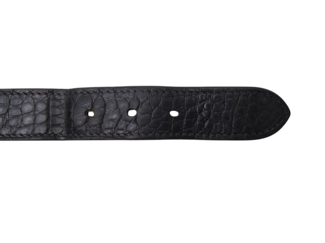 Hermès - Bracelet manchette Boucle Étrivière en cuir de crocodile alligator 58 Facettes 260320