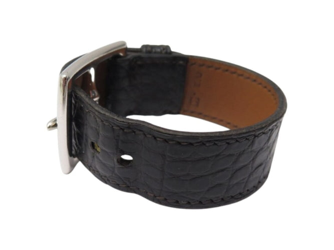 Hermès - Bracelet manchette Boucle Étrivière en cuir de crocodile alligator 58 Facettes 260320