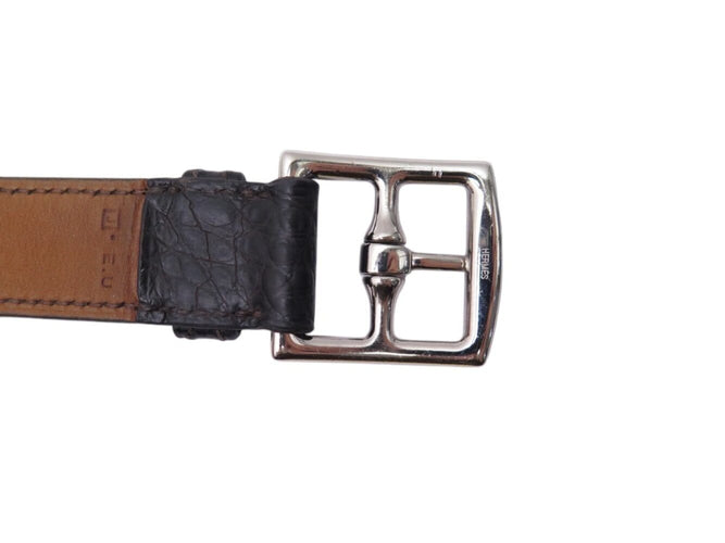Hermès - Bracelet manchette Boucle Étrivière en cuir de crocodile alligator 58 Facettes 260320