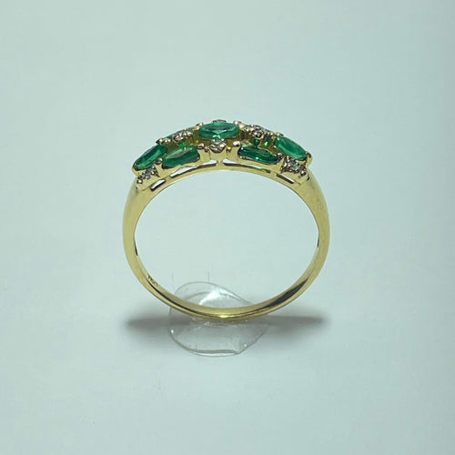 Bague 58 Bague - Diamant et pierres vertes en or jaune 58 Facettes 250277