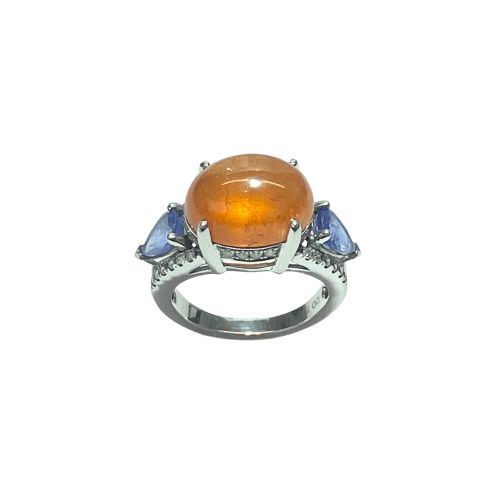 Bague 54 Bague en or blanc avec opale de feu et diamants 58 Facettes 250216