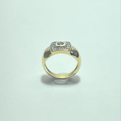 Bague Bague plateau en or jaune 18 carats pierre bleue 58 Facettes 250197