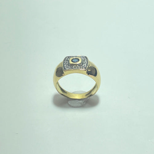 Bague Bague plateau en or jaune 18 carats pierre bleue 58 Facettes 250197