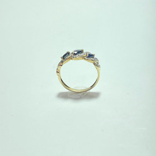 Bague Bague trilogie saphir et diamants en or jaune 58 Facettes 250196