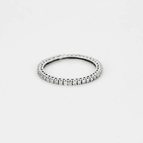 Bague 58 Alliance américaine or blanc et diamants 58 Facettes GU170