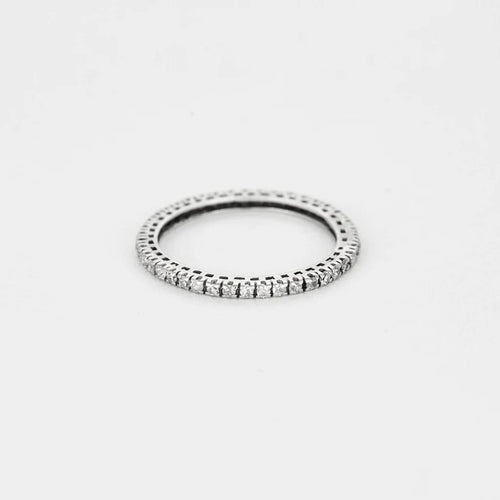 Bague 58 Alliance américaine or blanc et diamants 58 Facettes GU170