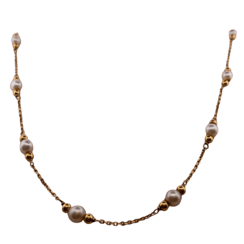 Collier Collier en chaîne avec perles en or jaune 58 Facettes 250016