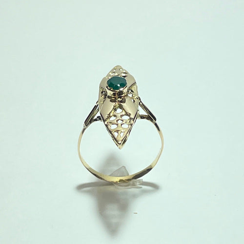 Bague 58 Bague en or jaune 18K avec gemme verte 58 Facettes 250342