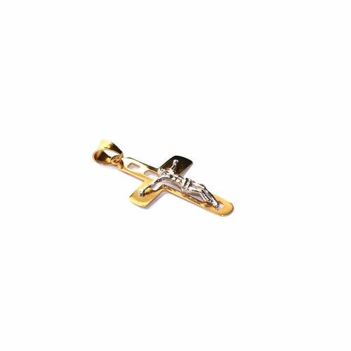 Pendentif Pendentif croix bicolore en or 18 carats 58 Facettes 47297944