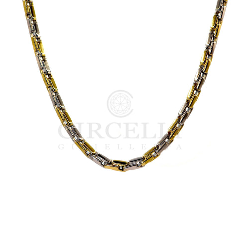 Collier Collier tubulaire bicolore en or jaune et blanc 18 carats 58 Facettes 58969878
