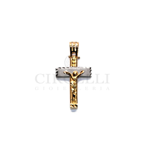 Pendentif Pendentif croix bicolore avec Christ en or 18 carats 58 Facettes 47211186