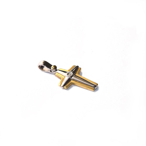 Pendentif Croix bicolore - Pendentif en or 18 carats et diamant 58 Facettes 47297999