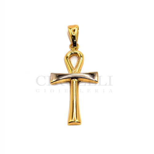 Pendentif Pendentif croix égyptienne bicolore en or 18 carats 58 Facettes 93483025