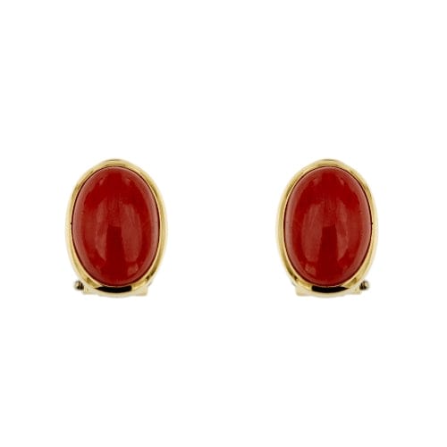 Boucles d'oreilles Boucles d’oreilles puces - Corail en or jaune 18 kt 58 Facettes 37575O
