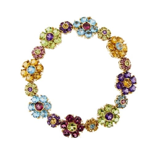 Bracelet Pasquale Bruni - Bracelet fleurs en or jaune 18 ct avec pierres colorées 58 Facettes 38664