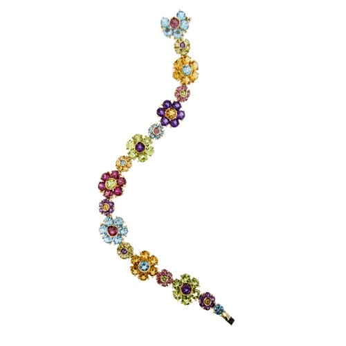Bracelet Pasquale Bruni - Bracelet fleurs en or jaune 18 ct avec pierres colorées 58 Facettes 38664