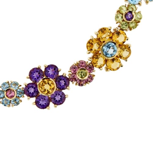 Bracelet Pasquale Bruni - Bracelet fleurs en or jaune 18 ct avec pierres colorées 58 Facettes 38664