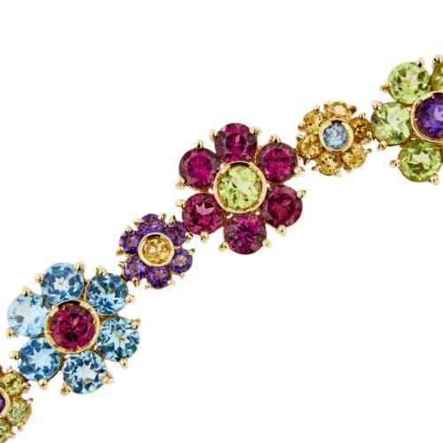 Bracelet Pasquale Bruni - Bracelet fleurs en or jaune 18 ct avec pierres colorées 58 Facettes 38664