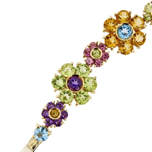 Bracelet Pasquale Bruni - Bracelet fleurs en or jaune 18 ct avec pierres colorées 58 Facettes 38664