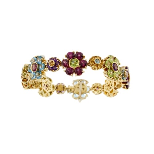 Bracelet Pasquale Bruni - Bracelet fleurs en or jaune 18 ct avec pierres colorées 58 Facettes 38664