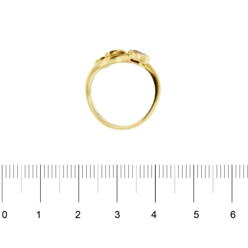 Bague 54 Bague contrariée en or jaune 18 ct avec rubis et diamants 58 Facettes 28379