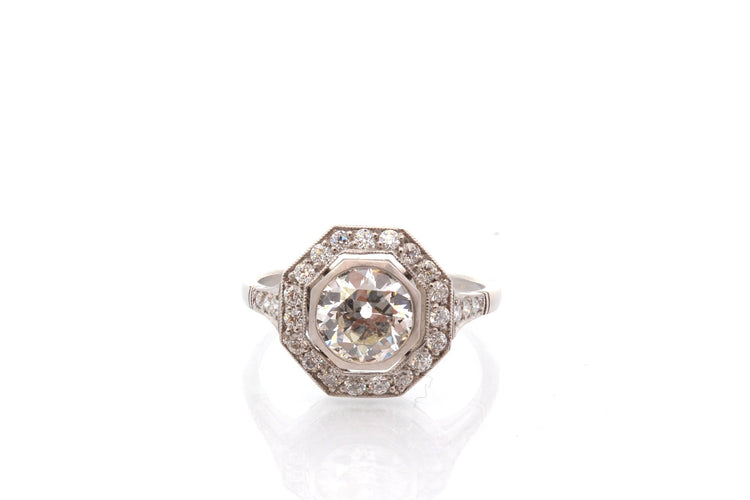 Bague 53 Bague diamant 1,16 ct K/VS2 en or 18k et platine 58 Facettes 27498-27838