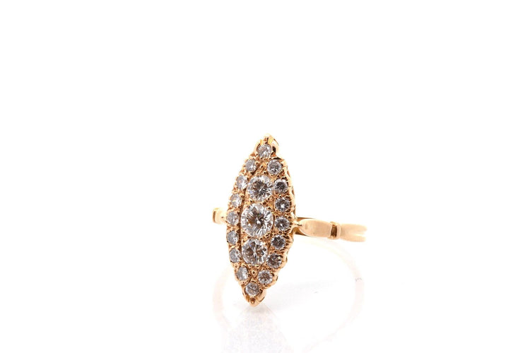 Bague 55.5 Bague en or jaune 18k pavée de 19 diamants 58 Facettes 27893