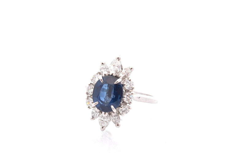 Bague 51 Bague vintage en platine avec saphir et diamants 58 Facettes 27910