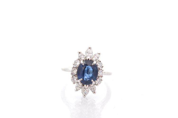 Bague 51 Bague vintage en platine avec saphir et diamants 58 Facettes 27910
