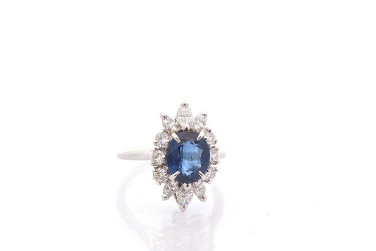 Bague 51 Bague vintage en platine avec saphir et diamants 58 Facettes 27910