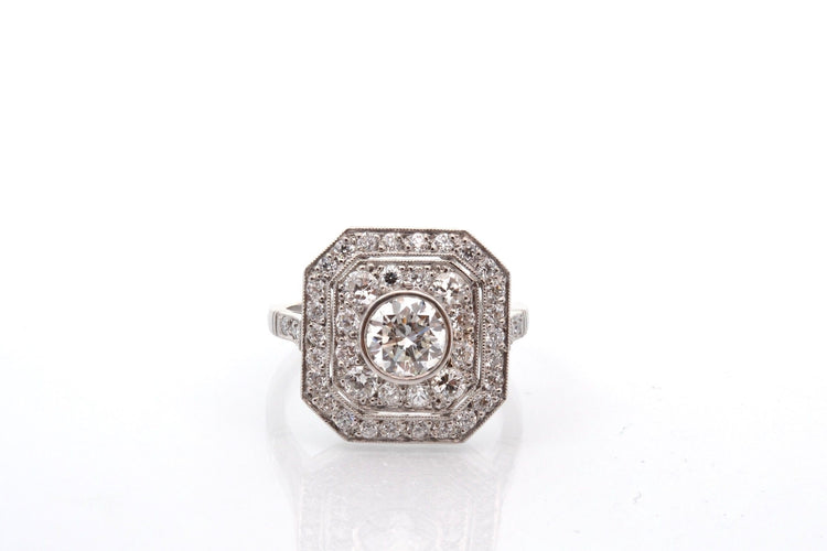 Bague 54 Bague en platine avec diamant 0,89 ct et diamants 58 Facettes 27860-27579