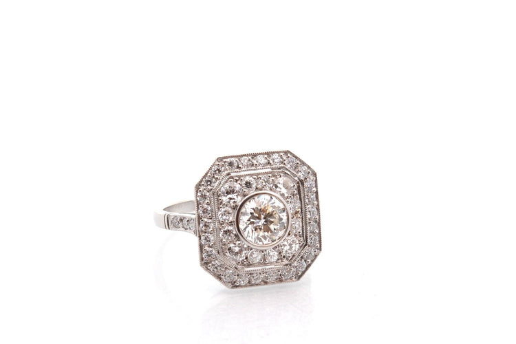 Bague 54 Bague en platine avec diamant 0,89 ct et diamants 58 Facettes 27860-27579