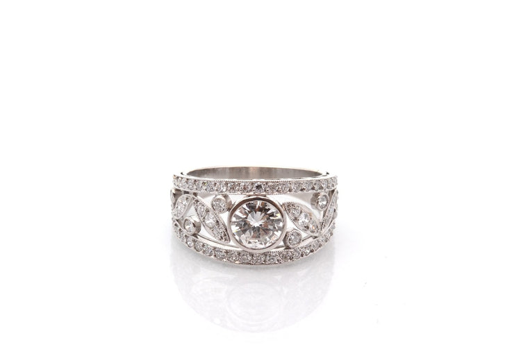 Bague 53 Bague en platine avec diamant 0,75 ct et diamants 58 Facettes 27853-27369