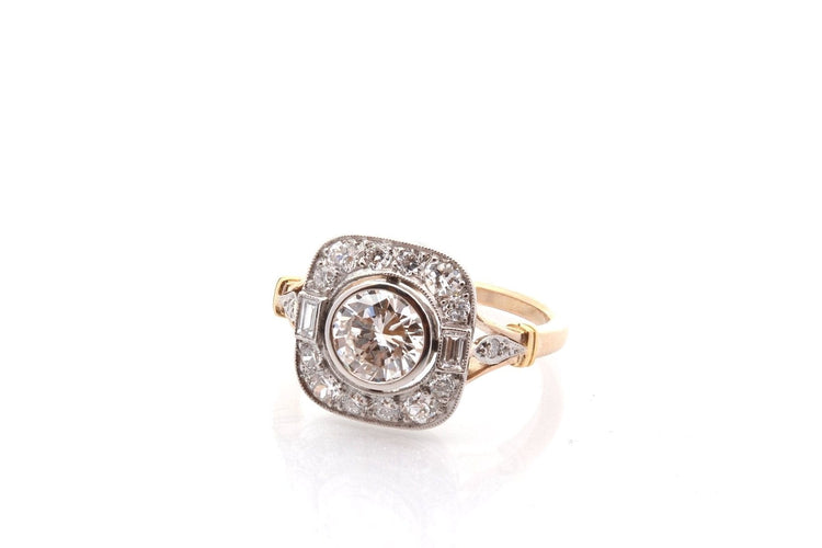 Bague 53.5 Bague Art déco en or 18k et platine avec diamants 58 Facettes 27847-27609