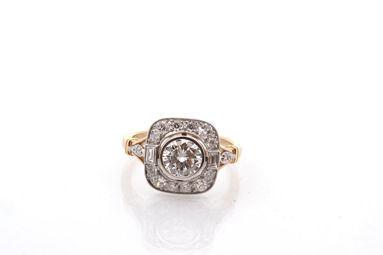 Bague 53.5 Bague Art déco en or 18k et platine avec diamants 58 Facettes 27847-27609