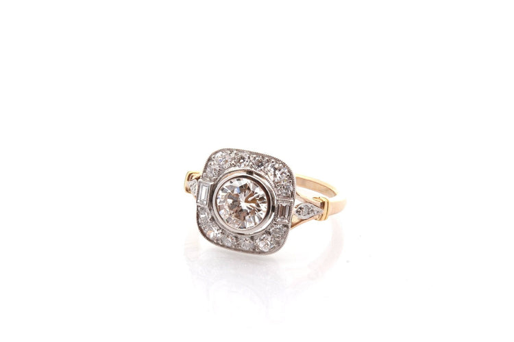 Bague 53.5 Bague Art déco en or 18k et platine avec diamants 58 Facettes 27847-27609