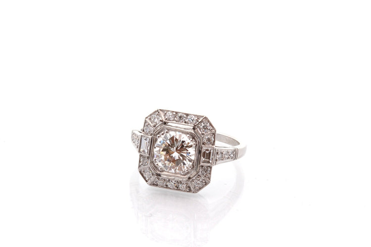 Bague 53 Bague en platine avec diamant 1,13 ct et diamants 0,50 ct 58 Facettes 27844-27415