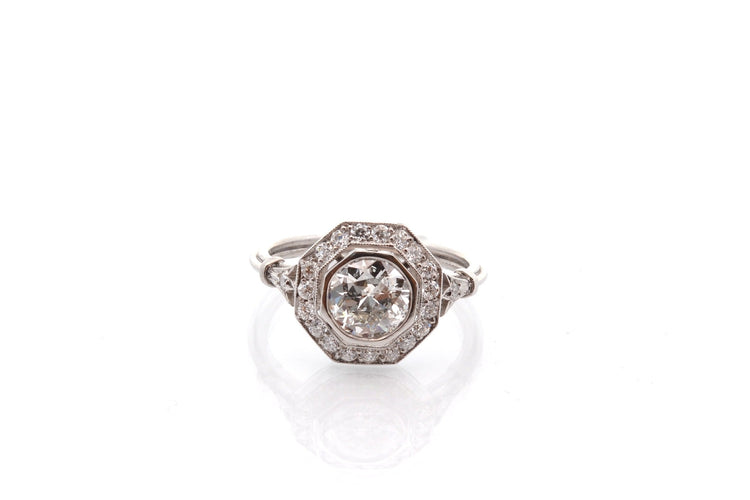 Bague 53 Bague Art déco en platine et diamants 58 Facettes 27839-27337