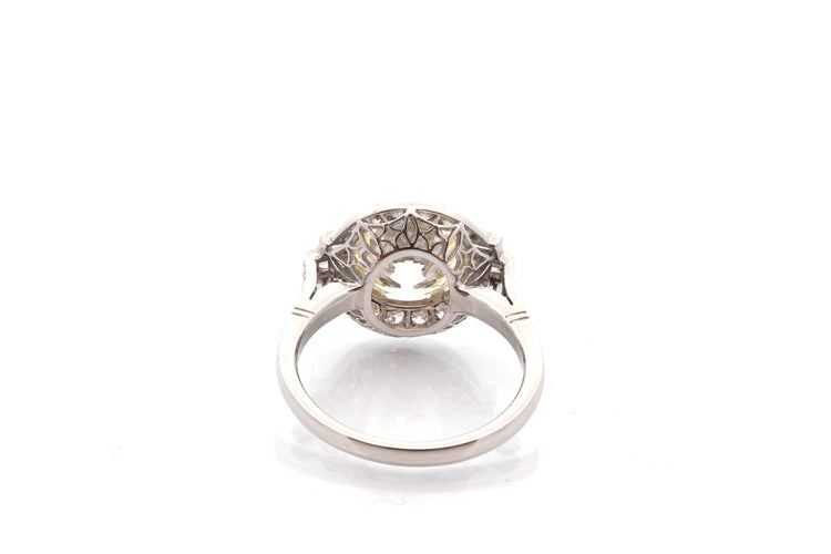 Bague 53.5 Bague en platine avec diamant 3,42 ct K/VS1 et diamants 58 Facettes 27866-27559dv