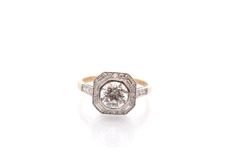 Bague 53 Bague Art déco en platine et or 18k avec diamants 58 Facettes 27849-27136B