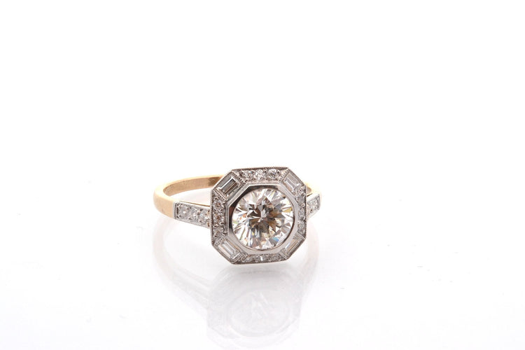 Bague 53 Bague Art déco en platine et or 18k avec diamants 58 Facettes 27849-27136B