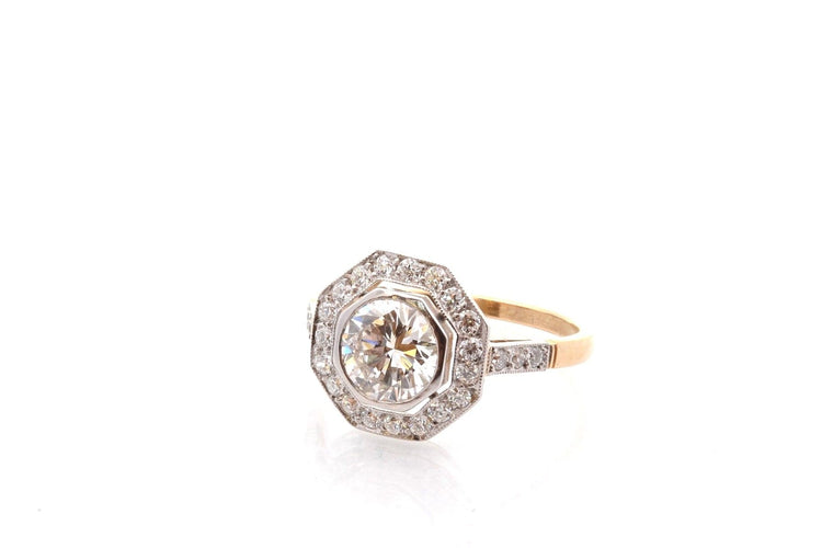 Bague 53 Bague Art déco en platine et or 18k avec diamants 58 Facettes 27841-27349