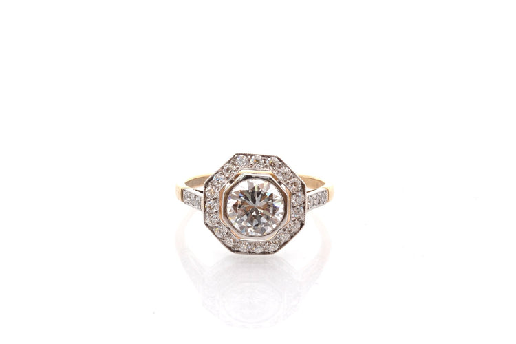 Bague 53 Bague Art déco en platine et or 18k avec diamants 58 Facettes 27841-27349