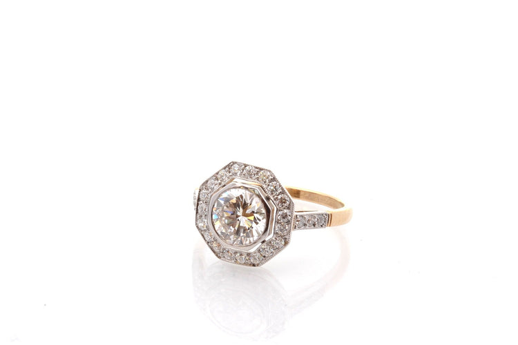 Bague 53 Bague Art déco en platine et or 18k avec diamants 58 Facettes 27841-27349