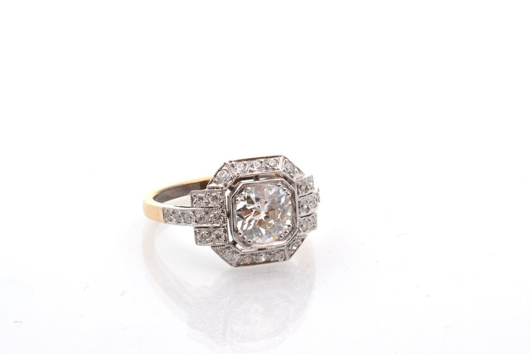 Bague 54 Bague diamant 1,06 ct H/SI2 en or 18k et platine 58 Facettes 27858-27497