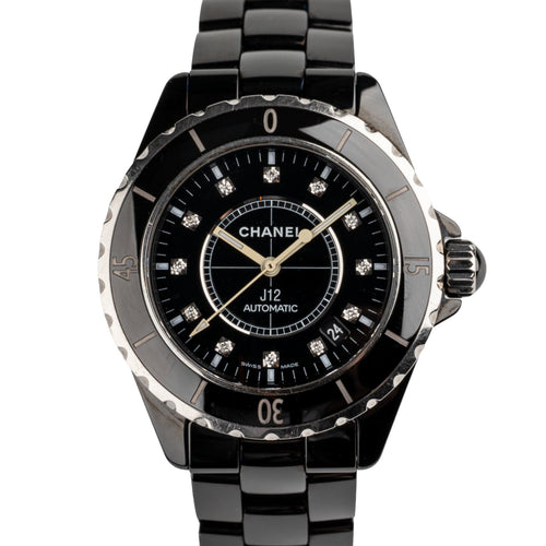 Chanel J12 - Montre H1626 en céramique noire et diamants 58 Facettes TOT-02021